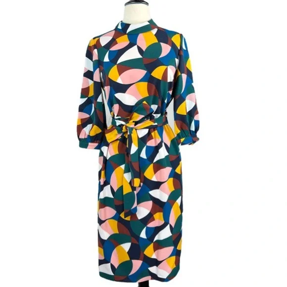 elegant multicolor print midi dress Floral Fusion Midi Dress main image 0